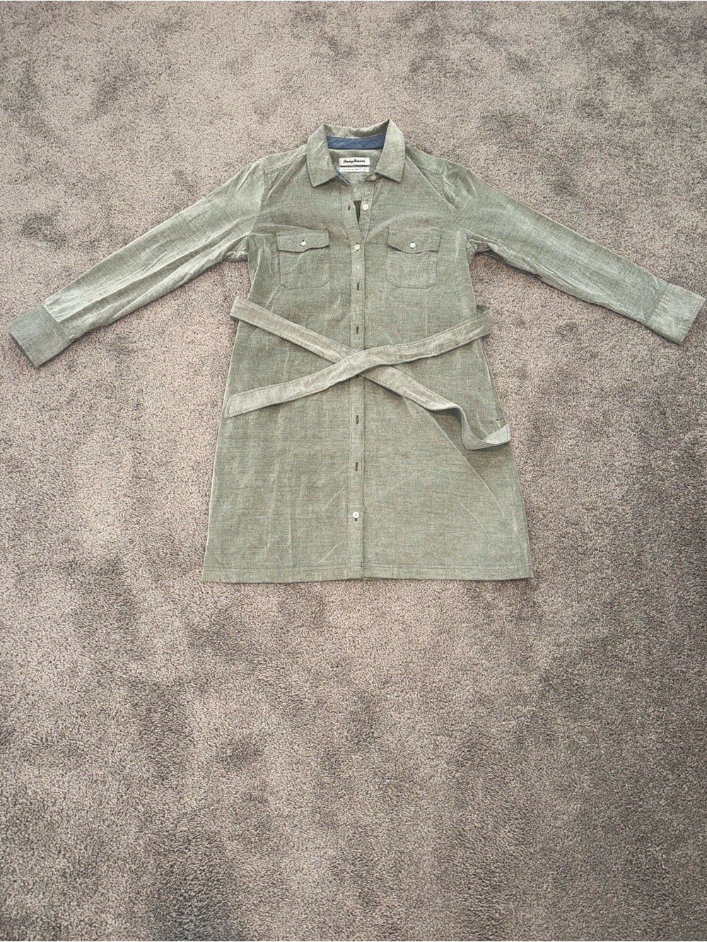 Tommy Bahama Olive Green Long Sleeve Shirt Dress